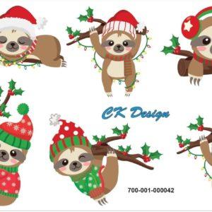 Christmas Sloth Vinyl Decal Pack